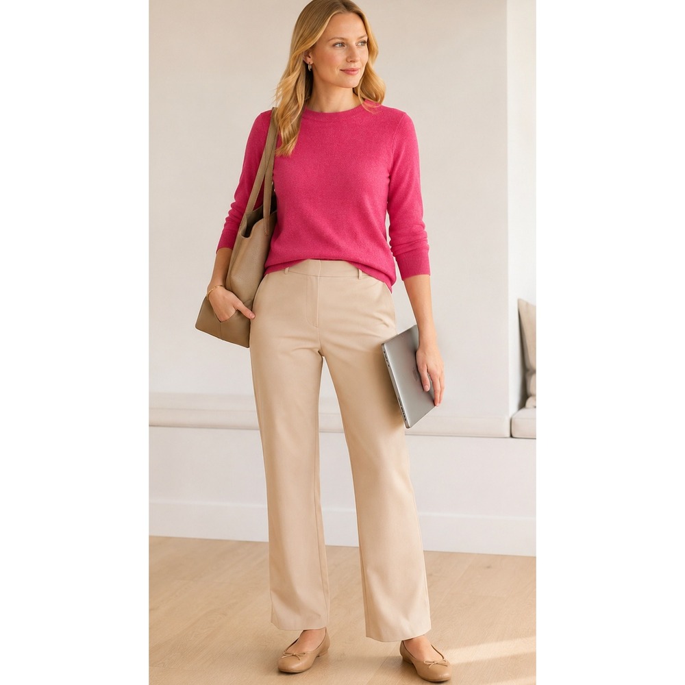 Talbots Pink Crewneck Sweater Soft Knit Career Classic Capsule Large Petite